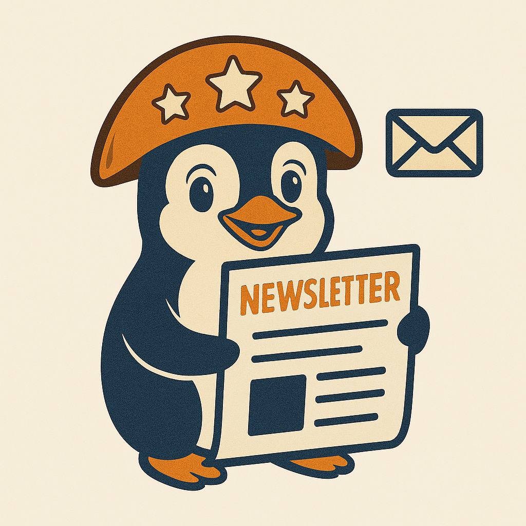 Mascote do pinguim com carta